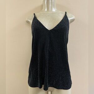 NWT Black Sparkly H&M V-Neck Strappy Top Medium